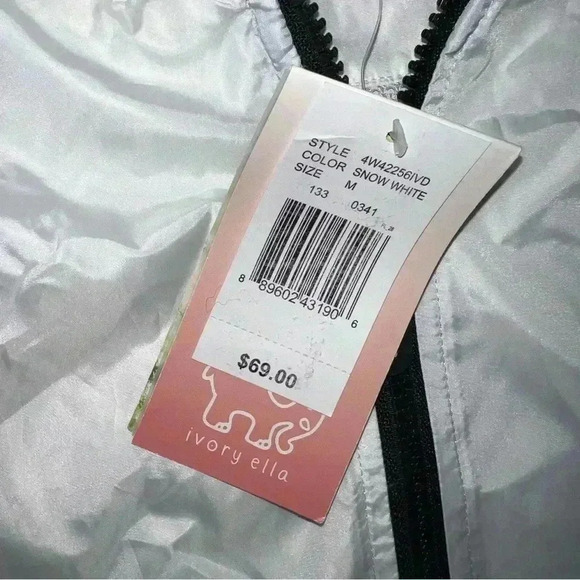 Ivory Ella windbreaker white black and silver nwt size medium - Picture 9 of 12